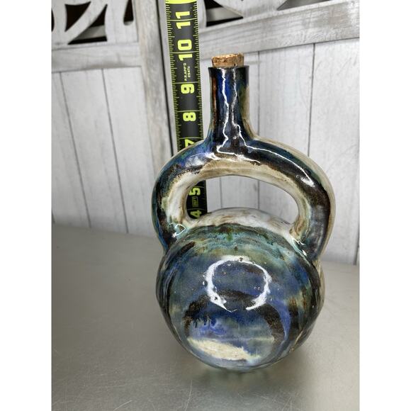Vintage Wine Decanter & Stopper Decanter Ceramic Hand Painted Glazed Signed - Picture 5 of 6